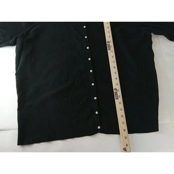 Premise Studio, Button Up Cardigan, Black With pearl Accent Buttons Size 3 XL - Picture 7 of 7